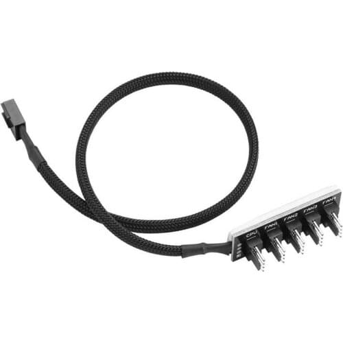 Computer Cable Organizer 5-Port PC 4-Pin PWM CPU Cooling Fan Splitter Hub Adapter Braided Cable 1 Female to 5 Male internal