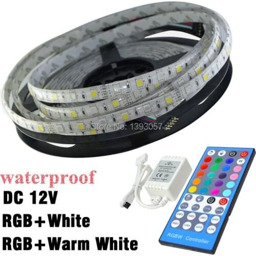 12v SMD 5050 RGBW Led Strip 60 leds/m 300leds 5m Flexible Light Strip RGB + White Color/RGB + Warm White Color with Controller