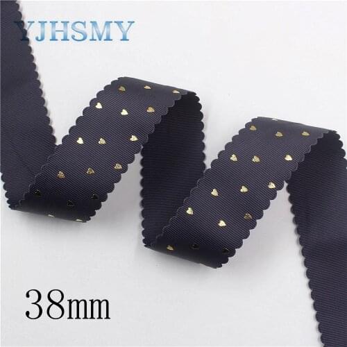 I-19906-2114, 38mm 1-1/2'' Wavy edge bronzing bow print grosgrain ribbon packaging design, DIY accessories handmade materials