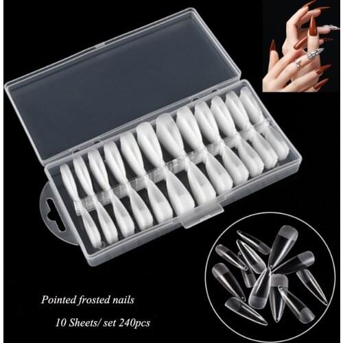 240pcs Full Cover Fake Nail Artificial Long Ballet Frosted False Nails Art Tips Manicure Tool Per Box Frosted Nail False Nails