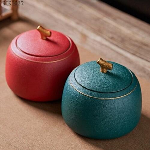 European-style Ceramic Tea Caddy Candy Frosted Airtight Canister Home Coffee Bean Sugar Storage Container Home Decoration Gifts