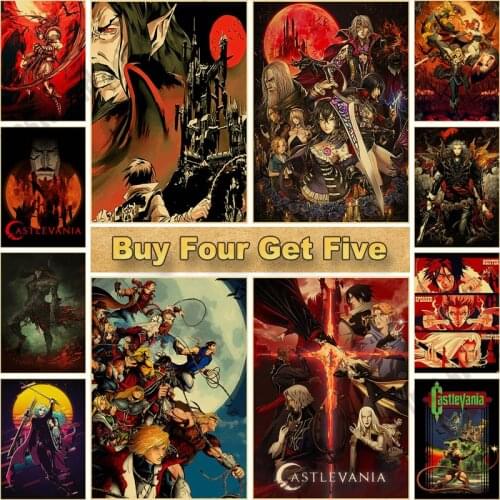 Classic Anime Collection Castlevania Posters Retro Kraft Paper Anime Posters Wall Sticker Home Bar Cafe Decor Art Painting Gift