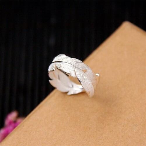 Korean Open Adjustable Feather Finger Rings for Women Wedding Ring Jewelry Valentines Day GIFT