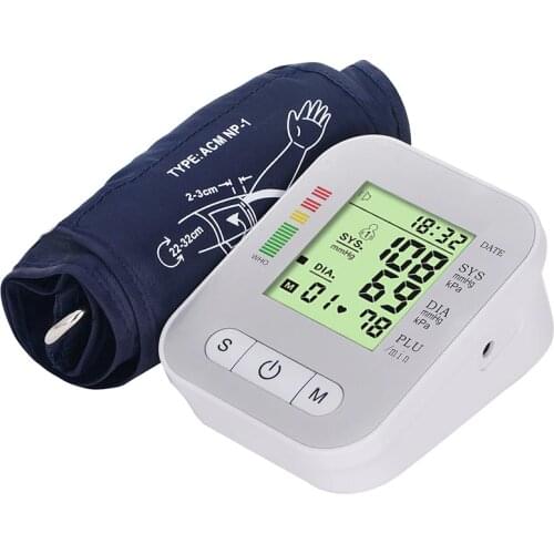Medical Household Digital Upper Arm Cuff Blood Pressure Pulse Heart Rate Tonometer Home Portable Sphygmomanometer Monitor Meter