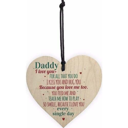 Meijiafei Daddy I Love You Wooden Heart Fathers Day Signs For Him Dad Daughter Son Birthday Present