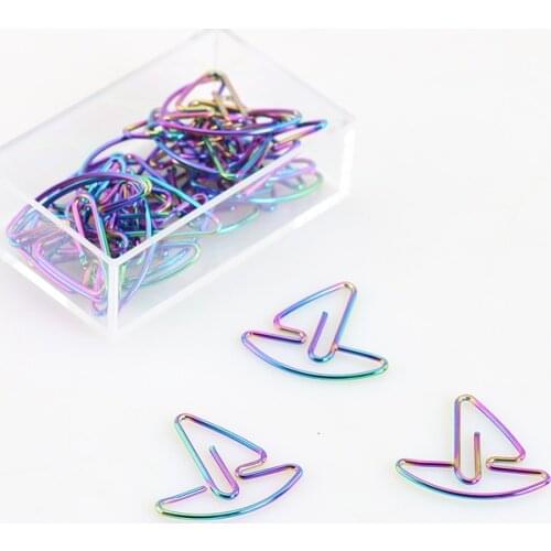 TUTU Metal sailing boat Shape Paper Clips rainbow Color Funny Kawaii Bookmark Office School Stationery Marking Clips H0156