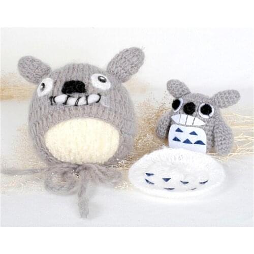 Crochet mohair baby Chinchillas hat Baby boy hat matching toy set Newborn boy bonnet photography props