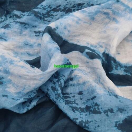 Foreign trade pure ramie printing superfine yarn tie-dye garment fabric