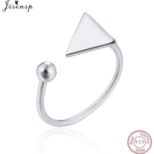 Jisensp New Arrival Adjustable Triangle Rings Everyday Jewelry Punk Geometric Ring Silver Women 925 Accessories Christmas Gift