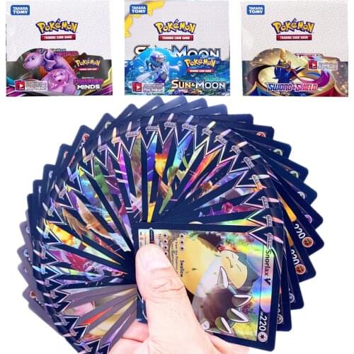 Original box Pokemon English GX Cards Game Battle Sun & Moon Evolutions Hidden Fates Sword Shield Pokemon French card toy