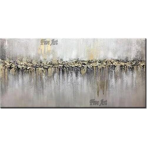 Heavily Thick Golden Acrylic Texture Abstract Oil Painting Pure Hand-painted Latest Design Wall Decoration Canvas Art For Home