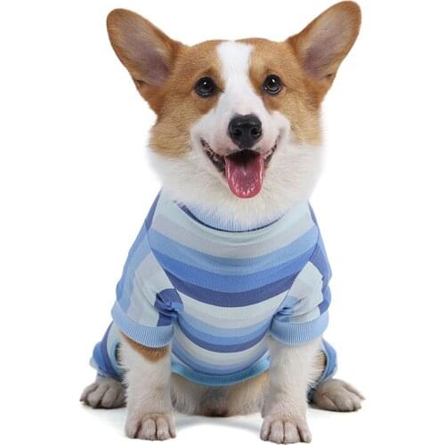 Striped Pet Small Dog Tight Clothes Striped Dog Jumpsuit 4-legged Pajamas Coat Nursing Belly Weaning Clothes Bodysuit Home Wear