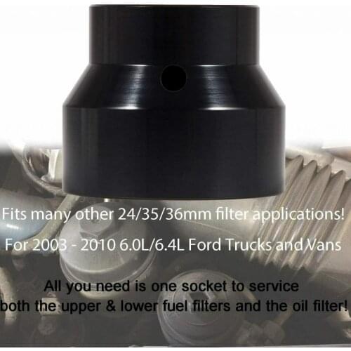 Fuel Filter Oil Filter Socket for 2003-2010 6.0L 6.4L Ford Powerstroke Diesel 24mm 36mm Reversible Fuel Filter Cap