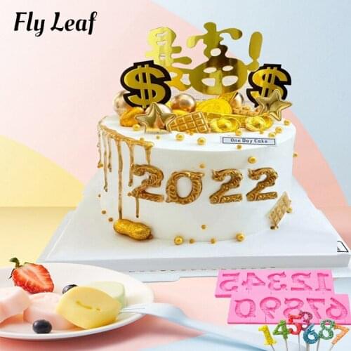 Chocolate Birthday Number Plate Cake Mold Decoration Insert Lollipop Silicone Mold Cake Decorating Hand Made Independent Number