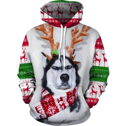 New 3D Printed Christmas Wolf Deer Hoodies Men Women Unisex Fashion Casual Autumn Winter Sweatshirts Christmas Gift Hoodie Coat