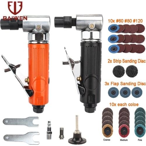 2000RPM 1/4 inch Air Angle Die Grinder 90 Degree Pneumatic Grinding Machine Mini Cut Off Polisher Mill Engraving Tool Set