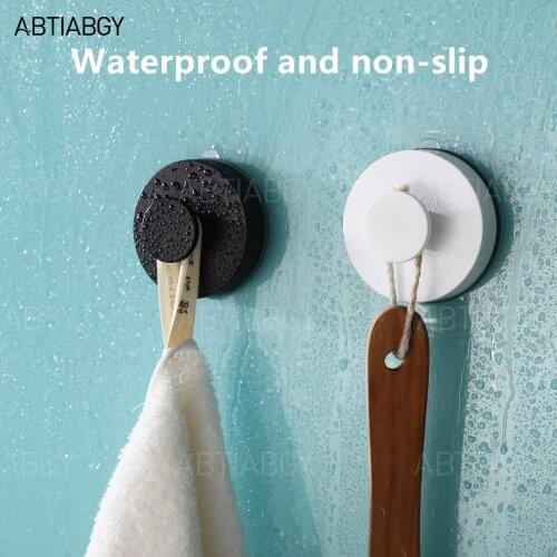 Hight Quality Punch-free Reusable Bathroom Towel Wall Hook Household Kitchen Powerful Vacuum Suction Cup Hook Black White Hanger