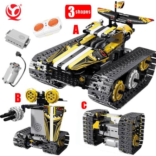 High-Tech RC Car Tracked Stunt Racing 3IN1 Remote Control Robot Electric Building Blocks MOC Creator STEM Toys For Kids Gifts