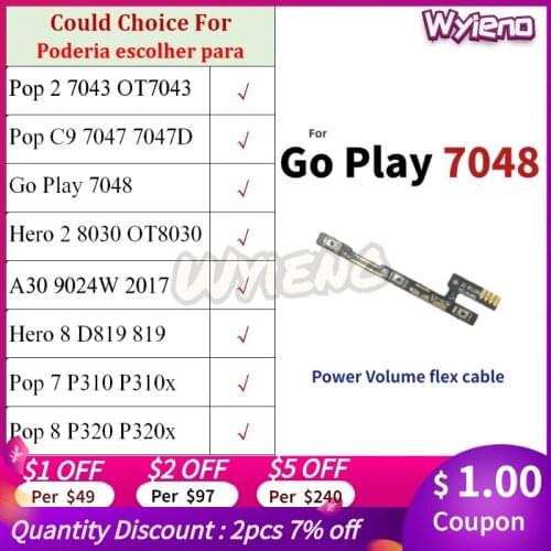 Wyieno For Alcatel 7043 7047 7048 8030 A30 9024W D819 P310X P320X Power Switch On Off Volume Button Flex Cable Ribbon