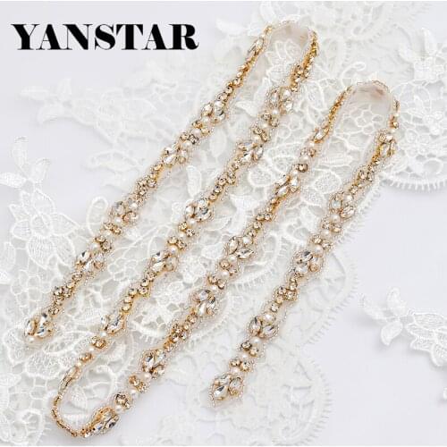 YANSTAR (10Yard) Wholesale Hand Wedding Sach Belts Beads Crystal Rhinestones Appliques Accessory Sewing On Bridal Dress YS996