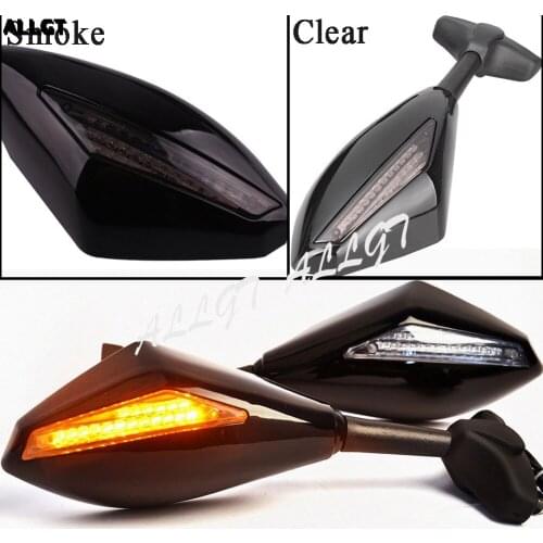 Motorcycle Rear View Mirrors LED Integrated Blinker Turn Signal Light For Yamaha Kawasaki Honda Suzuki Street Bikes Universal