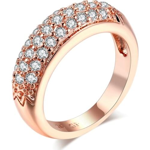 ZHOUYANG Wedding Ring For Women Elegant Cubic Zirconia Rose Gold Color Fashion Jewelry Austrian Crystals Gift ZYR061 ZYR109