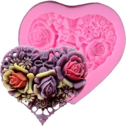 1PC DIY handmade cake molds Love Rose Shape Silicone Cake Mold For Fondant Decorating JK 0899