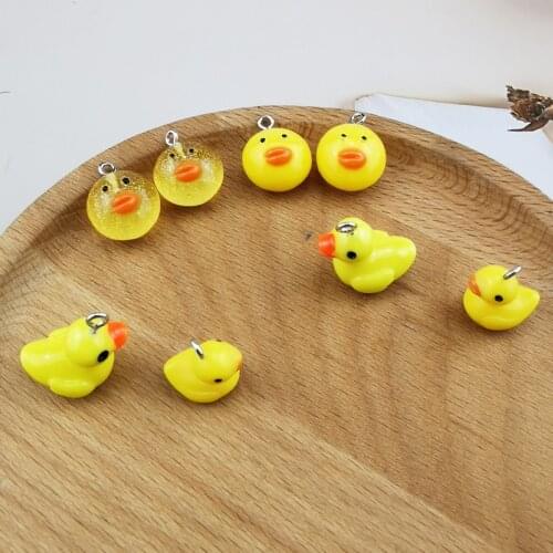 10pcs 3D Animal Resin Charms Cute Little Yellow Duck Earrings Bracelets Pendants Fit Trend Jewelry Diy Finding Potted Ornaments