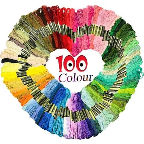 100pcs New Mix Colors Embroidery Thread Cross Stitch Threads Embroidery Thread Floss Skein Kit DIY Sewing Tool