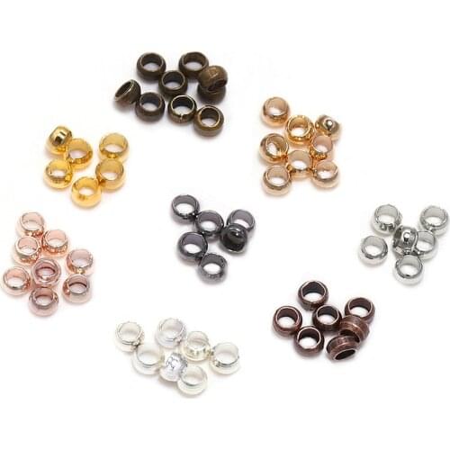 500pcs/lot Gold Copper Ball Crimp End Beads Dia 2 2.5 3 mm Stopper Spacer Beads For Diy Jewelry Making Findings Supplies