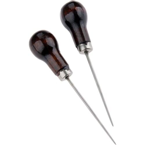 2Pcs Wood Metal Sewing Awls 12cm Drillable Awls Sewing Leather Craft Tools Dig Holes Playing Eye Rivets Sewing Tools & Accessory