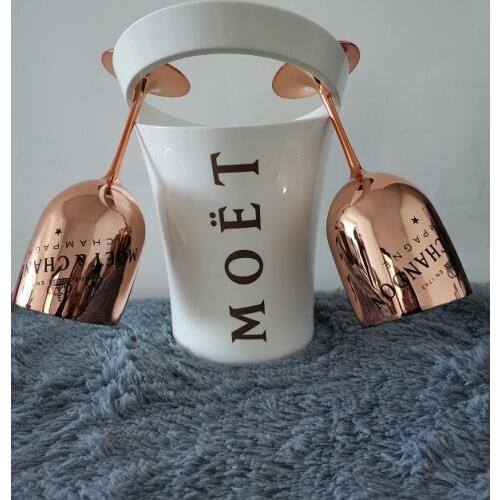2 Cups1 Ice Bucket Champagne Cup Cocktail Cup Plastic Wine Cabinet Electroplating Goblet Plastic Champagne Bucket