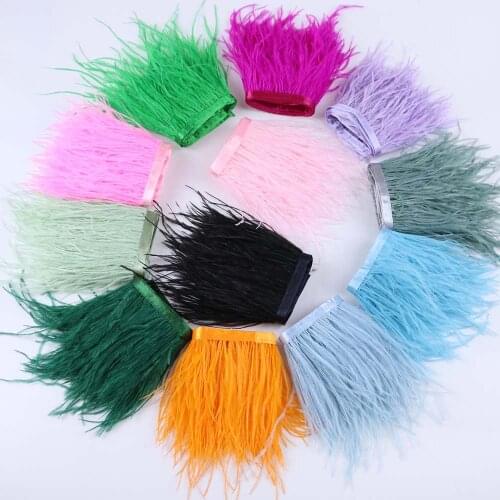 53 Color Ostrich Feather Trim Ribbon 10-15cm White Ostrich Crafts Feathers for Dresses Plumes Clothing Decoration Sewing