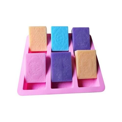 6 hole oval rectangular flower shape silicone cake mould soap mold