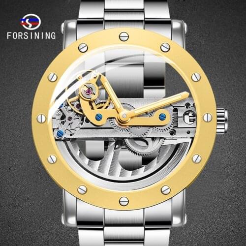 Top Fashion Male Wristwatch Steel Silver Strap Waterproof Luminous Clock Mechanical Automatic Mens Watches