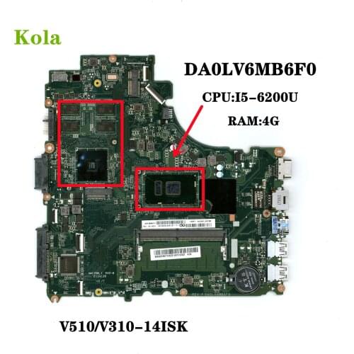 DA0LV6MB6F0 for Lenovo V310-14IKB V510-14IKB V310-14ISK E42-80 Laptop motherboard With I5-6200U RAM 4G 100% fully tested
