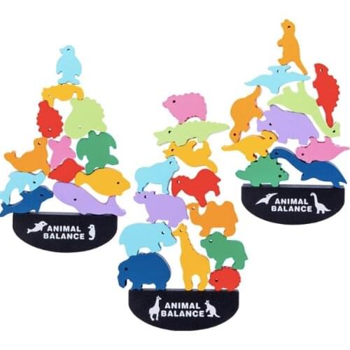 Animal balance toy wooden balancing gift Children Montessori Wooden Animal Balance Blocks Dinosaur Educational Stacking block