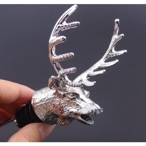 Zinc Alloy Creative Deer Head Wine Bottle Cork Pourer Stopper Deer Stag Wine Pourer Aerator Barware Decor Free DHL SN1692