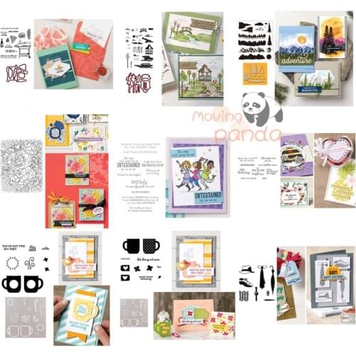 Landscape Text Metal Cutting Die And Stamp Sets Template DIY Scrapbooking Photo Album Paper Card Embossing Handcraft Die