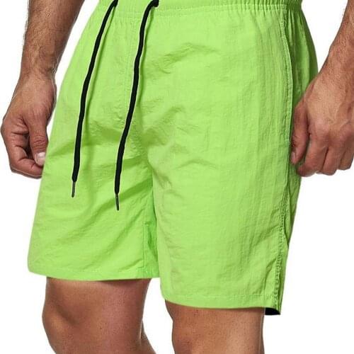 Summer Men Shorts 2021 Beach Wide Leg Solid Color Quick Drying Drawstring Knee Length Men Fitness Shorts Streetwear