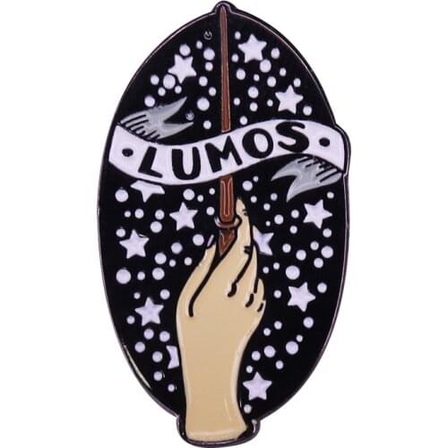 Lumos Magic Wand Brooch Sorcerers School Spells Fans Flair Art Addition
