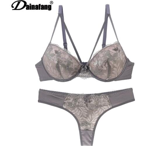 Fashion autumn and winter underwear female sexy lace adjustable bra set thin plus size push up bra set