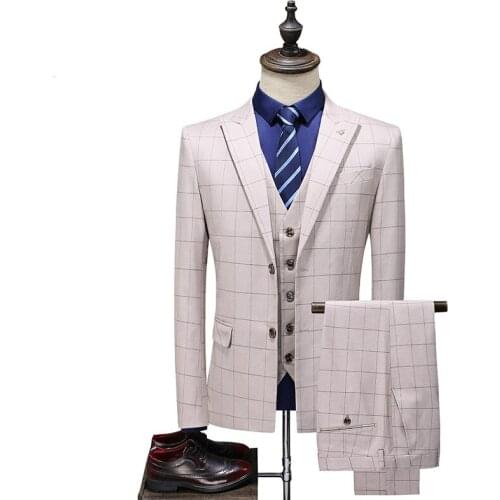 Mens Plad Suits for Wedding Dresses Slim Fit Mens Fashion Costume Homme Mariage 2021 Casual Suit Man 3 Piece
