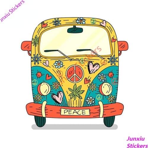 Peace Hippie Bus Fine Car Stickers Vinyl Material Creative Decal Waterproof Sticker Styling Car Accessories Decoration PVC13cm