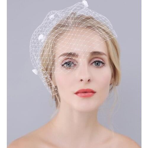 Simple Sweetheart Blusher Wedding Bridal Veil Cute Appliqued Mesh Headdress for Wedding Travel Studio Photo Prop O917