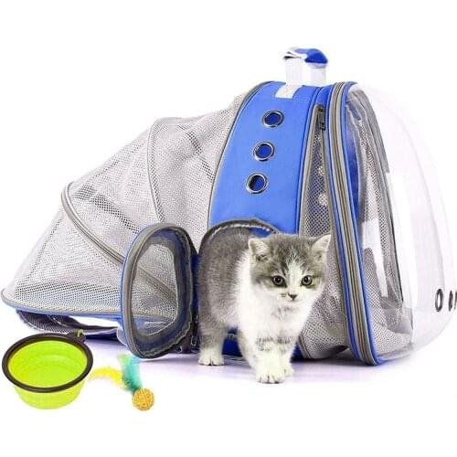 Expandable Cat Bag Transparent PVC Dogs Bag Cat Backpack Folding Kitten Puppy Bag Capsule out Portable Case Pet Supplies