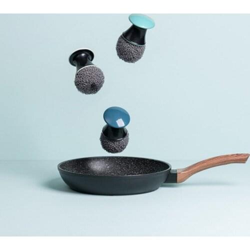 Kitchen Pan Dish Bowl Cleaning Brushes Washing Brush Short Handle Round Head for Home Kitchen Pot Cleaner Brushes Tools, 3Colors