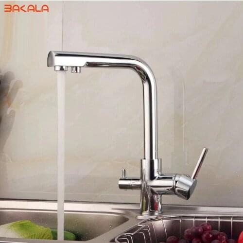 Direct Wholesale New Osmosis Solid Brass Swivel Round Style Sink Mixer Drinking Water Kitchen Faucet 2 Ways Water Filter Tap