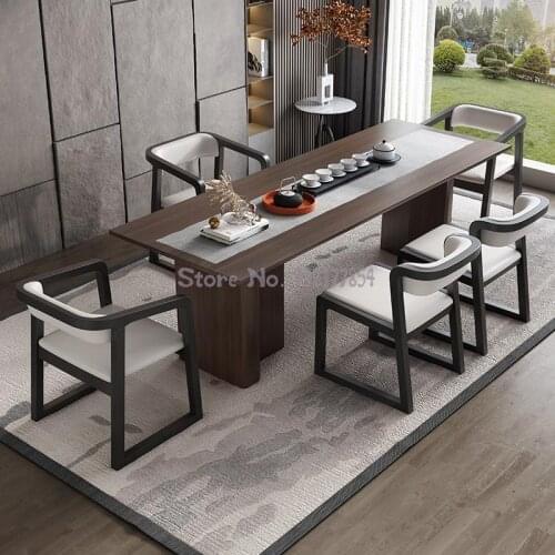 Hotel Club Solid Wood Tea Chair Household Light Luxury New Chinese Leisure Chair Dining Chair Modern Simple Black And White Dini