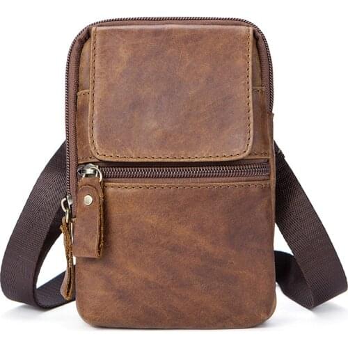 2020 Genuine Leather Bags Men High Quality Messenger Bags Small Travel Dark Brown Crossbody Shoulder Bag For Men